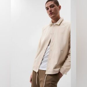 Gap Organic Cotton Terry Coach Jacket Stone Size Medium